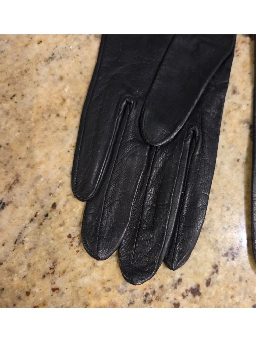 Vintage Womens Size S / 6.5 Black Leather Embroidered Flower Formal Gloves Italy